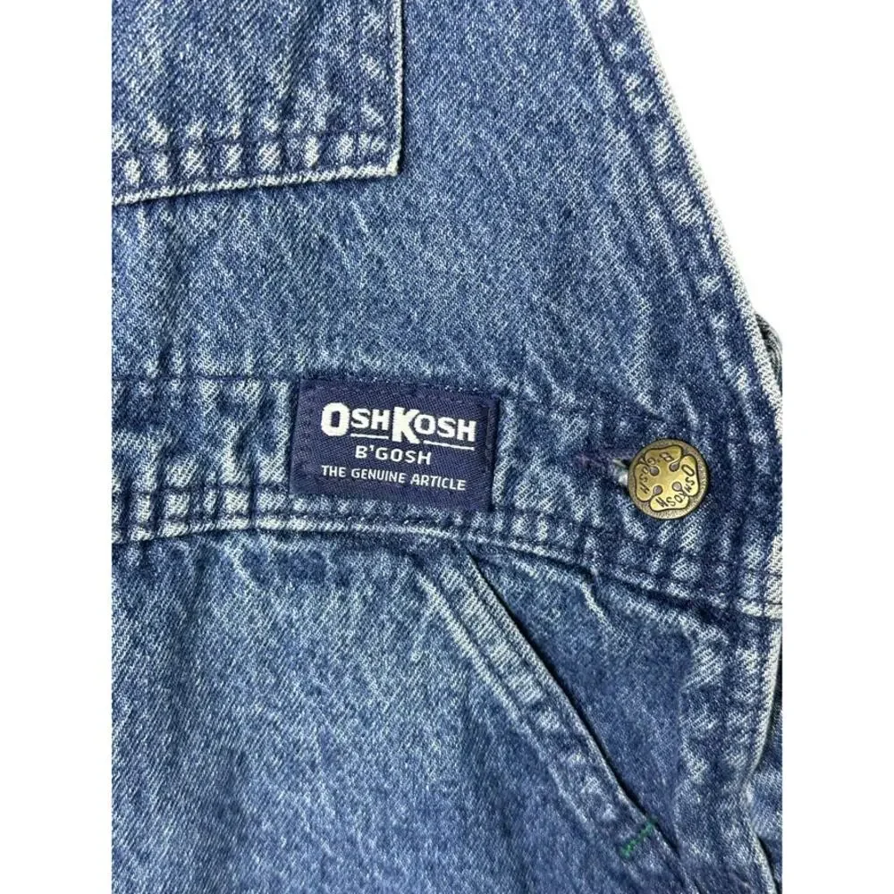 Vintage OshKosh B'Gosh Lined Denim Cuffed Overalls Size 3T 100% Cotton USA
